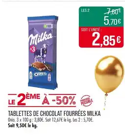 Match MILKA Tablettes de chocolat fourrées offre