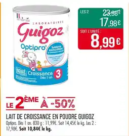 Match Guigoz Lait de croissance en poudre offre