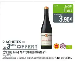 Match TERROIR DARONTON Côtes du rhône aop offre