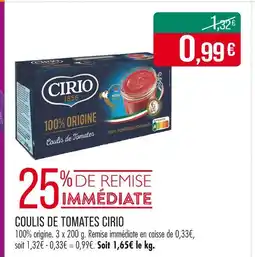 Match Cirio Coulis de Tomates offre