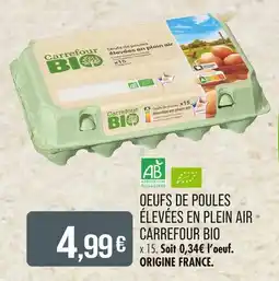 Match CARREFOUR BIO Oeufs de poules élevées en plein air offre