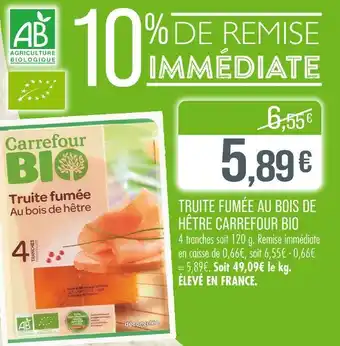 Match CARREFOUR BIO Truite fumée au bois de hêtre offre