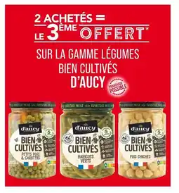 Match d'Aucy 2 achetés = le 3ème offert sur la gamme Légumes bien cultivés d’Aucy offre