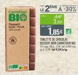 Match CARREFOUR BIO Tablette de chocolat dessert noir offre