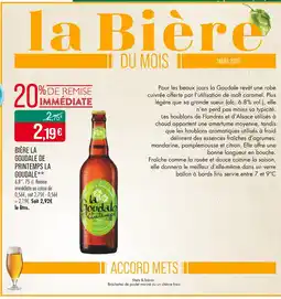 Match LA GOUDALE DE PRINTEMPS Bière offre