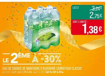 Match Carrefour Classic' Eau de source de montagne d'Auvergne offre