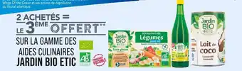 Match Jardin Bio Etic 2 achetés = le 3ème offert sur la gamme des aides culinaires Jardin Bio Etic offre