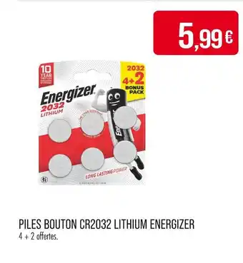 Match ENERGIZER Piles Bouton CR2032 Lithium offre