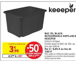 Intermarché KEEEPER Bac 15l black retournable empilable offre