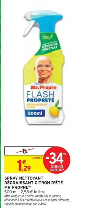 Intermarché MR PROPRE Spray nettoyant dégraissant citron d'été offre