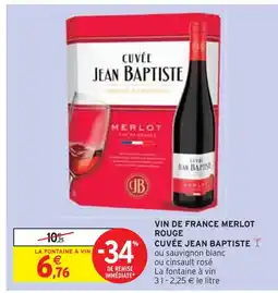 Intermarché CUVÉE JEAN BAPTISTE Vin de france merlot rouge offre