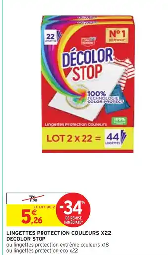 Intermarché DECOLOR STOP Lingettes protection couleurs x22 offre