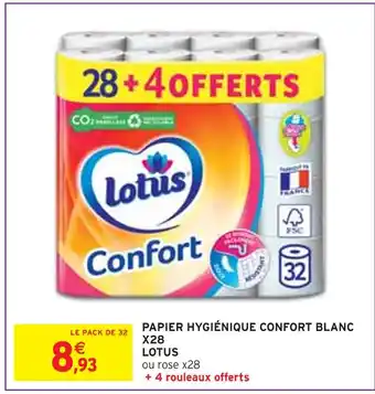 Intermarché LOTUS Papier hygiénique confort blanc x28 offre