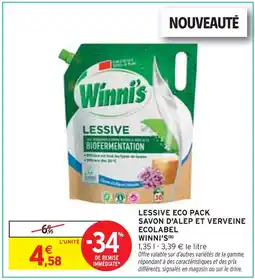 Intermarché WINNI'S Lessive eco pack savon d'alep et verveine offre