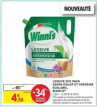 Intermarché WINNI'S Lessive eco pack savon d'alep et verveine offre