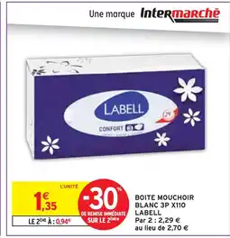 Intermarché LABELL Boite mouchoir blanc 3p x110 offre