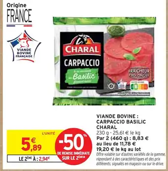 Intermarché CHARAL Carpaccio basilic offre