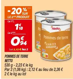 Netto Netto Pommes de terre offre