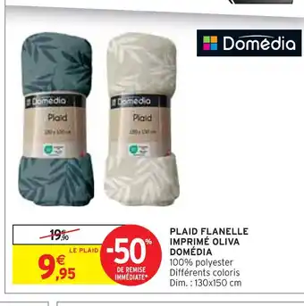 Intermarché DOMÉDIA Plaid flanelle imprimé oliva offre