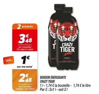 Netto CRAZY TIGER Boisson énergisante offre