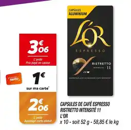 Netto L'OR Capsules de café espresso ristretto intensité 11 offre