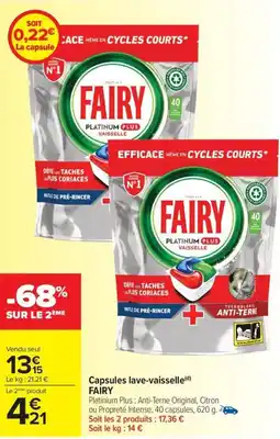 Carrefour Market Capsules lave-vaisselle FAIRY offre