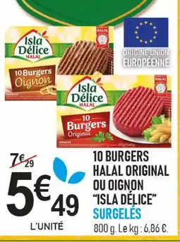 marché frais Géant ISLA DÉLICE 10 burgers halal original ou oignon offre