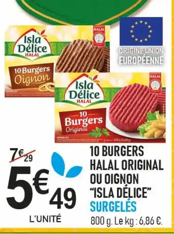 marché frais Géant ISLA DÉLICE 10 burgers halal original ou oignon offre