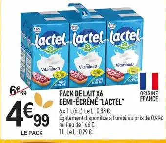 marché frais Géant LACTEL Pack de lait x6 demi-écrémé offre