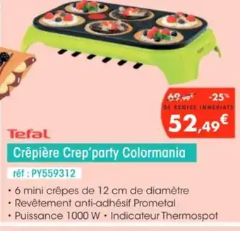 Pro&Cie TEFAL Crêpière Crep'party Colormania offre