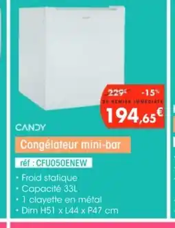 Pro&Cie CANDY Congélateur mini-bar offre