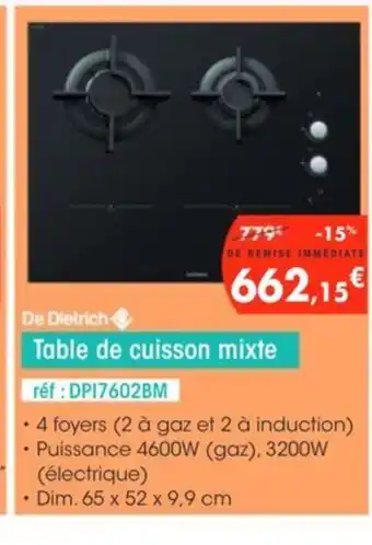 Pro&Cie Table de cuisson mixte offre