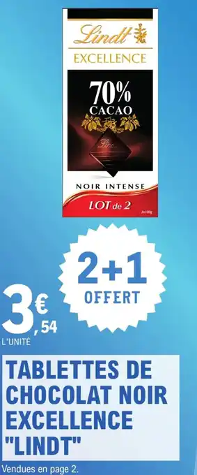 E.Leclerc Express Tablettes de chocolat noir excellence lindt offre