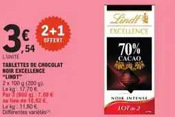 E.Leclerc Express Tablettes de chocolat noir excellence Lindt offre