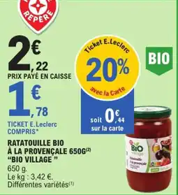 E.Leclerc Express Ratatouille bio à la provençale bio village offre