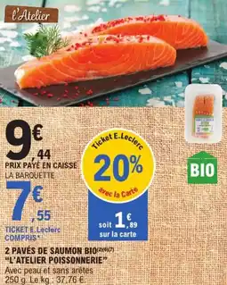 E.Leclerc Express 2 pavés de saumon bio l'atelier poissonnerie offre