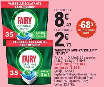 E.Leclerc Express Tablettes lave-vaisselle  fairy offre