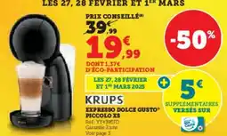 Hyper U Expresso dolce gusto piccolo xs krups offre