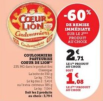 Hyper U Coulommiers pasteurise coeur de lion offre