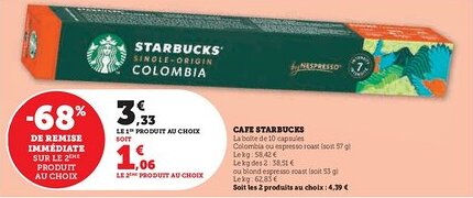 Hyper U Cafe starbucks offre