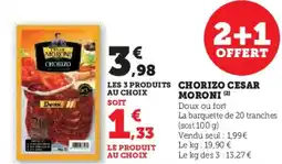 Hyper U Chorizo cesar moroni offre