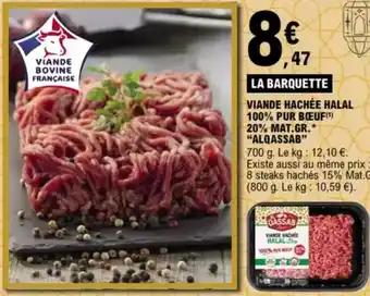 E.Leclerc "ALQASSAB" Viande hachée halal 100% pur bœuf(1) 20% mat.gr. offre