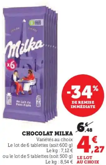 Hyper U Chocolat milka offre