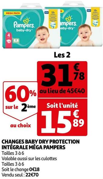 Auchan Pampers changes baby dry protection intégrale méga offre