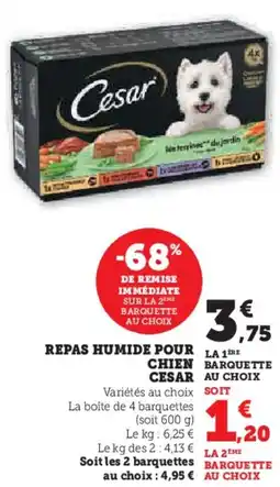 Hyper U Repas humide pour chien cesar offre