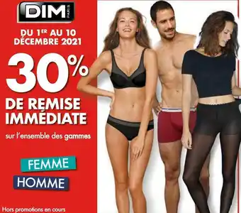 Promo Dim bon plan sur l ensemble des gammes femme ou homme de la marque dim chez Auchan