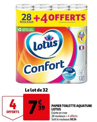 Auchan Lotus papier toilette aquatube offre