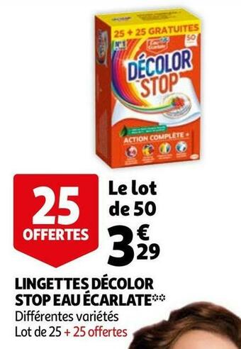 Auchan Décolor stop lingettes eau écarlate** offre