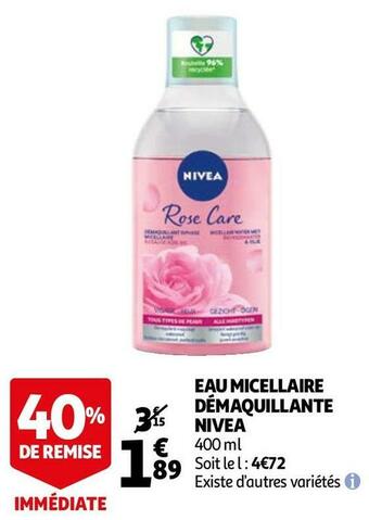 Nivea eau micellaire démaquillante