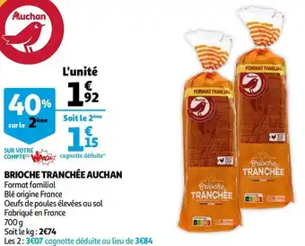 Auchan Auchan brioche tranchée offre